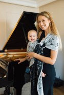 Żakardowa chusta kółkowa do noszenia dzieci, (100% bawełna), ramię bez zakładek - MELODY - POLONAISE - standard 1.8m