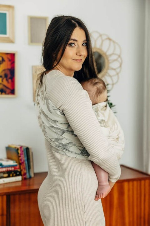 Żakardowa chusta kółkowa do noszenia dzieci, 100% bawełna, ramię bez zakładek - PARK JURAJSKI - ICE DESERT - standard 1.8m