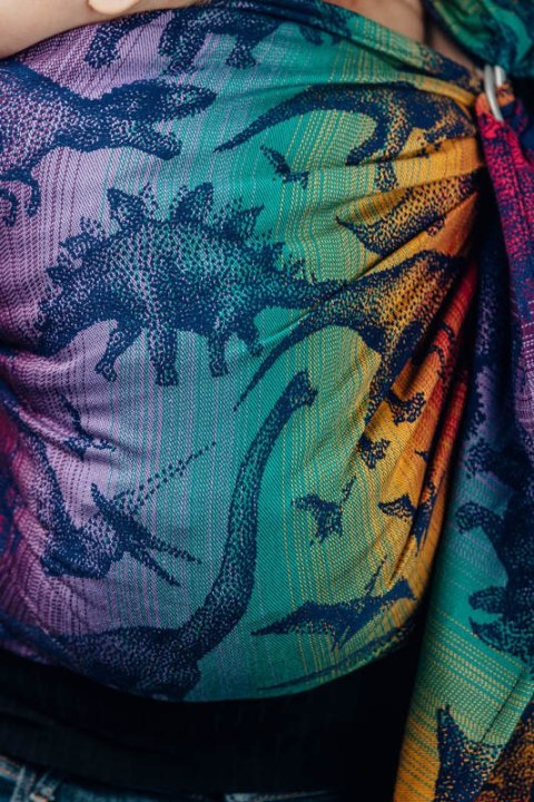 Żakardowa chusta kółkowa do noszenia dzieci, 100% bawełna, ramię bez zakładek - PARK JURAJSKI - NOWA ERA - standard 1.8m