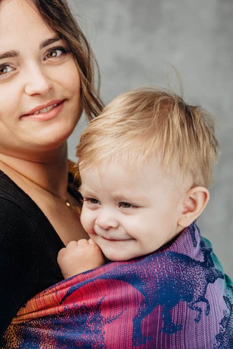 Żakardowa chusta kółkowa do noszenia dzieci, 100% bawełna, ramię bez zakładek - PARK JURAJSKI - NOWA ERA - standard 1.8m