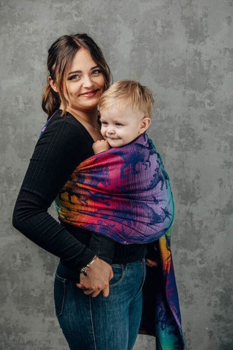 Żakardowa chusta kółkowa do noszenia dzieci, 100% bawełna, ramię bez zakładek - PARK JURAJSKI - NOWA ERA - standard 1.8m