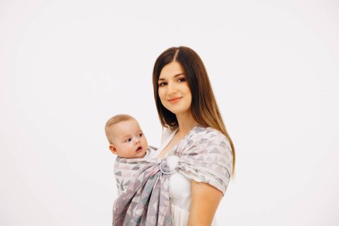 Żakardowa chusta kółkowa do noszenia dzieci, 61% bawełna, 39% wiskoza bambusowa, ramię bez zakładek - EAGLE ROCKS - PEAK - stand