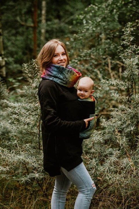 Bluza do noszenia dzieci 3.0 - Czarna z Symfonią Tęczą Dark - rozmiar 3XL