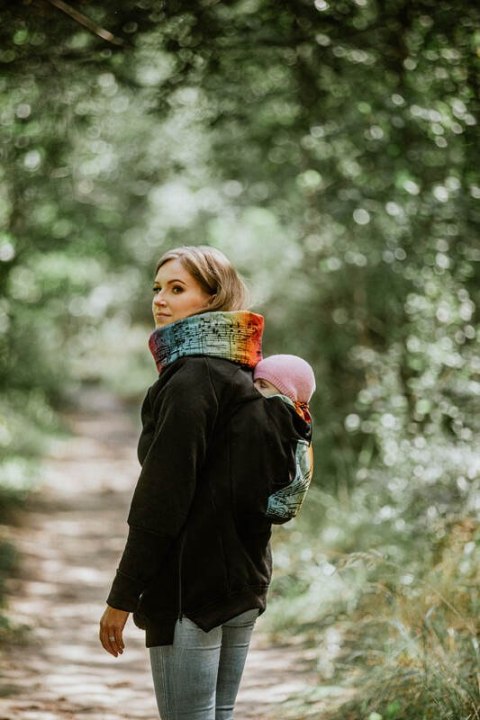 Bluza do noszenia dzieci 3.0 - Czarna z Symfonią Tęczą Dark - rozmiar 3XL