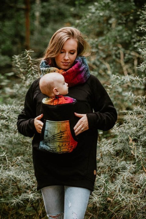 Bluza do noszenia dzieci 3.0 - Czarna z Symfonią Tęczą Dark - rozmiar 3XL