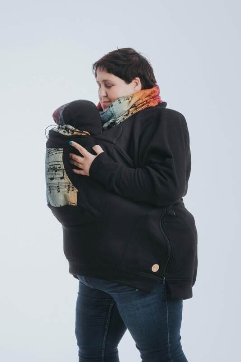 Bluza do noszenia dzieci 3.0 - Czarna z Symfonią Tęczą Dark - rozmiar 3XL