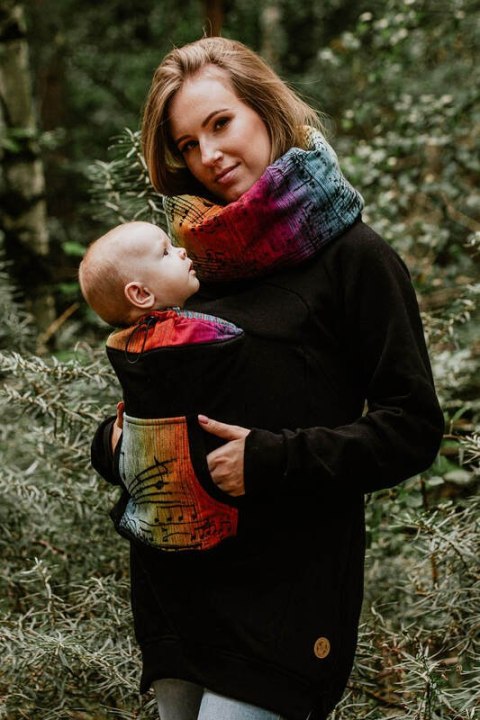 Bluza do noszenia dzieci 3.0 - Czarna z Symfonią Tęczą Dark - rozmiar XXL