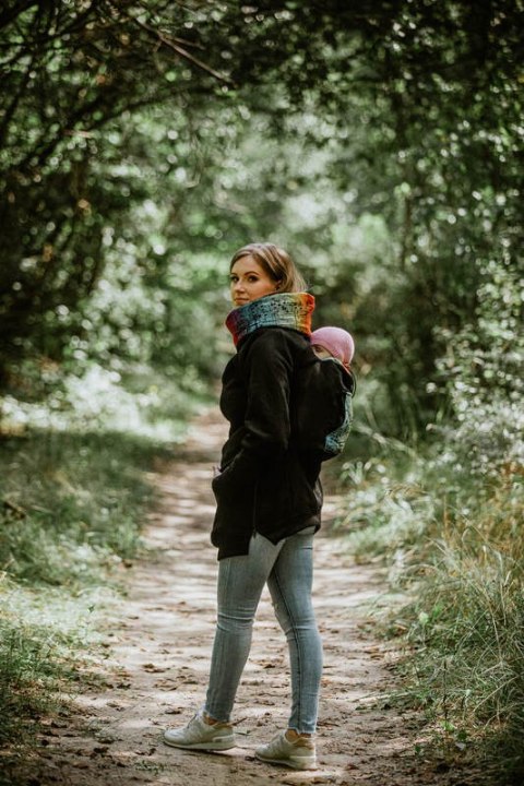 Bluza do noszenia dzieci 3.0 - Czarna z Symfonią Tęczą Dark - rozmiar XXL