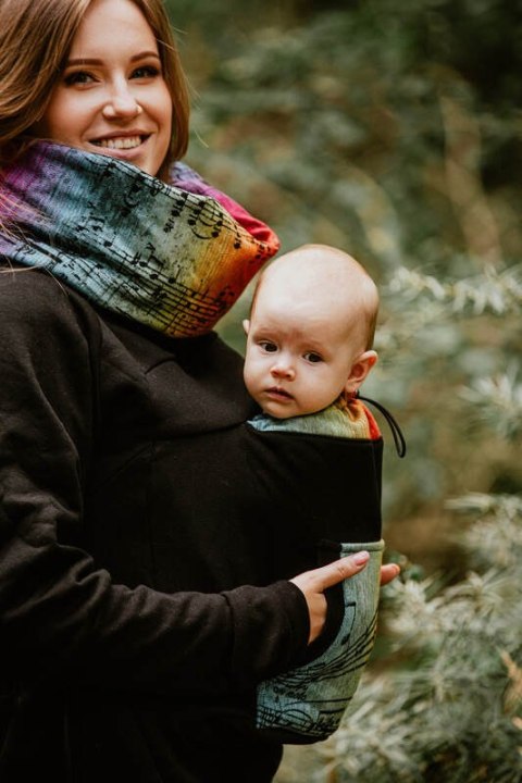 Bluza do noszenia dzieci 3.0 - Czarna z Symfonią Tęczą Dark - rozmiar XXL