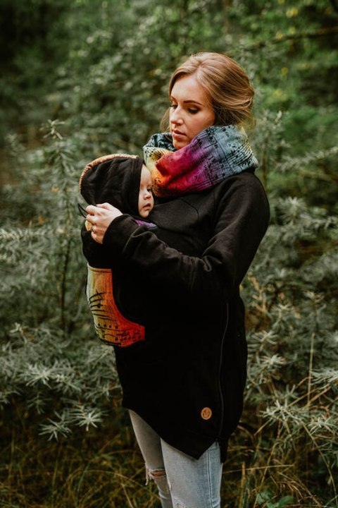 Bluza do noszenia dzieci 3.0 - Czarna z Symfonią Tęczą Dark - rozmiar XXL