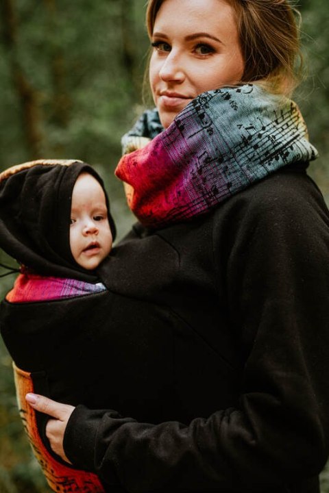 Bluza do noszenia dzieci 3.0 - Czarna z Symfonią Tęczą Dark - rozmiar XXL