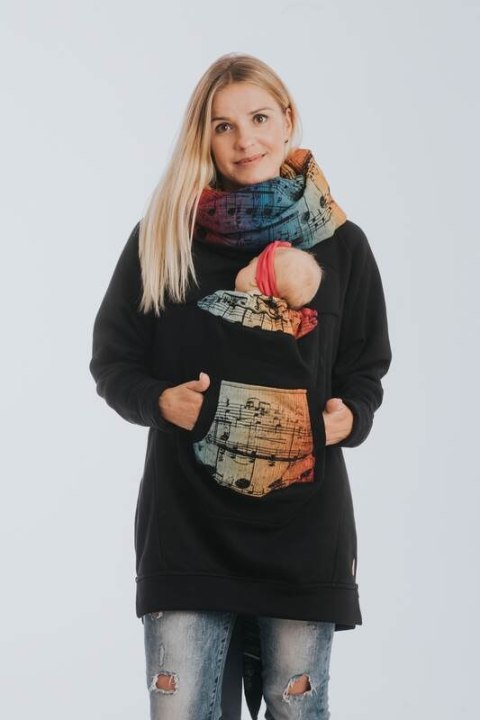 Bluza do noszenia dzieci 3.0 - Czarna z Symfonią Tęczą Dark - rozmiar XXL