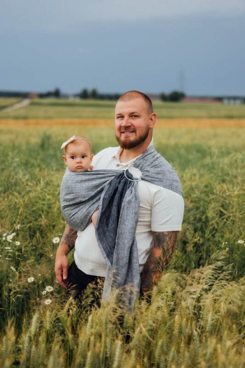 Chusta kółkowa do noszenia dzieci, splot chevron, 100% len, ramię bez zakładek - ARROW - WAVE - standard 1.8m