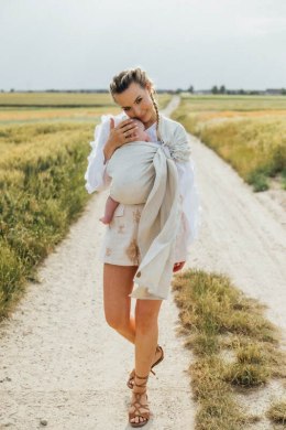 Chusta kółkowa do noszenia dzieci, splot chevron, 100% len, ramię bez zakładek - ARROW - WHISPER - standard 1.8m