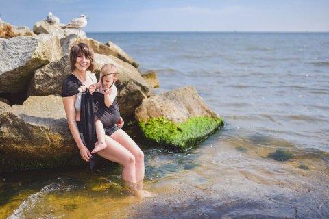 Chusta kółkowa do wody, (100% poliester), ramię bez zakładek - BLACK MESH - standard 1.8m