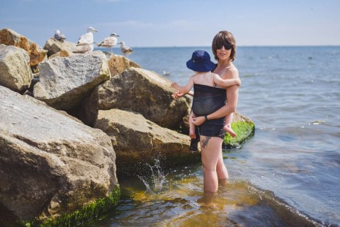 Chusta kółkowa do wody, (100% poliester), ramię bez zakładek - BLACK MESH - standard 1.8m