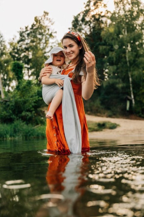 Chusta kółkowa do wody, (100% poliester), ramię bez zakładek - GREY MESH - standard 1.8m