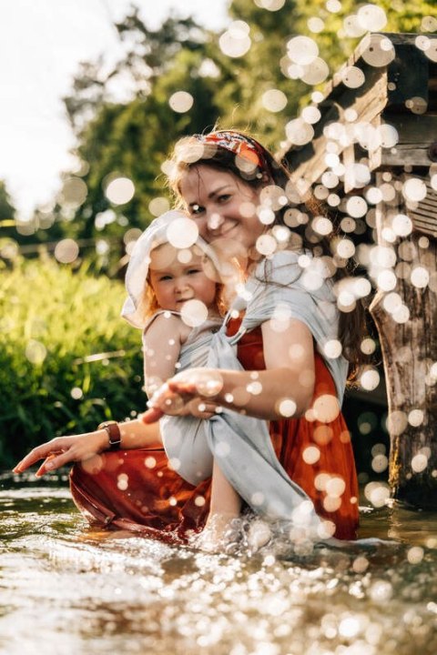 Chusta kółkowa do wody, (100% poliester), ramię bez zakładek - GREY MESH - standard 1.8m