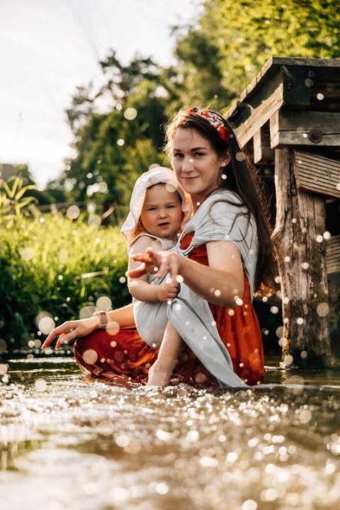 Chusta kółkowa do wody, (100% poliester), ramię bez zakładek - GREY MESH - standard 1.8m