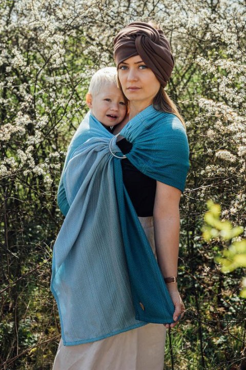 Chusta kółkowa, splot jodełkowy, ramię bez zakładek (100% bawełna) - MAŁA JODEŁKA OMBRE BEBOP - standard 1.8m