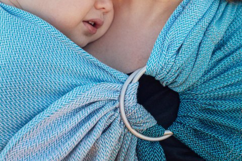 Chusta kółkowa, splot jodełkowy, ramię bez zakładek (100% bawełna) - MAŁA JODEŁKA OMBRE BEBOP - standard 1.8m