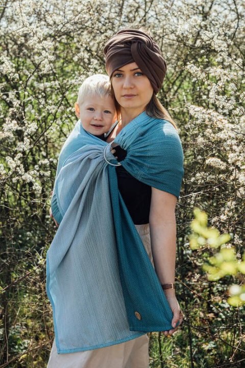 Chusta kółkowa, splot jodełkowy, ramię bez zakładek (100% bawełna) - MAŁA JODEŁKA OMBRE BEBOP - standard 1.8m