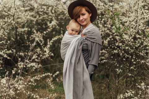 Chusta kółkowa, splot jodełkowy, ramię bez zakładek (100% bawełna) - MAŁA JODEŁKA OMBRE RAGTIME - standard 1.8m