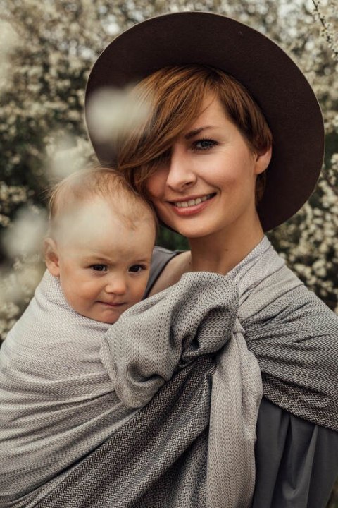 Chusta kółkowa, splot jodełkowy, ramię bez zakładek (100% bawełna) - MAŁA JODEŁKA OMBRE RAGTIME - standard 1.8m