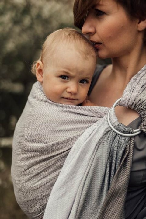 Chusta kółkowa, splot jodełkowy, ramię bez zakładek (100% bawełna) - MAŁA JODEŁKA OMBRE RAGTIME - standard 1.8m