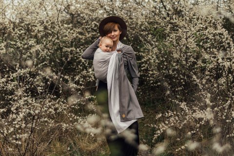 Chusta kółkowa, splot jodełkowy, ramię bez zakładek (100% bawełna) - MAŁA JODEŁKA OMBRE RAGTIME - standard 1.8m