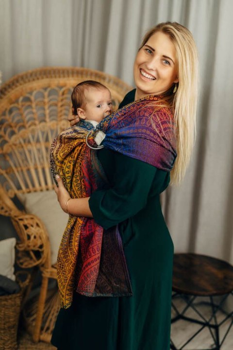 Chusta kółkowa, splot żakardowy, (100% bawełna) - PAWI OGON - BOLERO - ramię bez zakładek - standard 1.8m