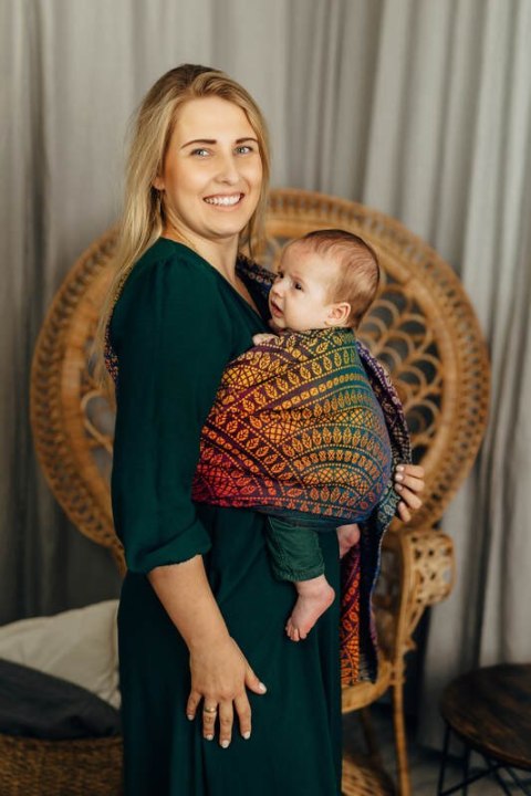 Chusta kółkowa, splot żakardowy, (100% bawełna) - PAWI OGON - BOLERO - ramię bez zakładek - standard 1.8m