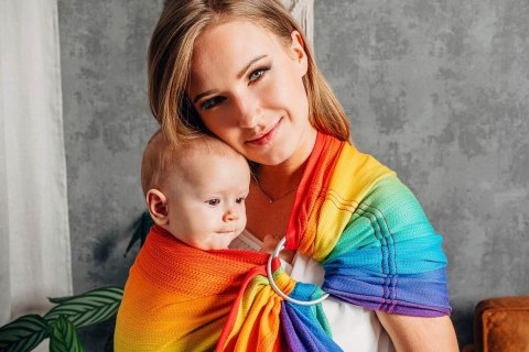 Chusta kółkowa, splot żakardowy, ramię bez zakładek (100% bawełna) - TĘCZOWE DZIECKO - standard 1.8m