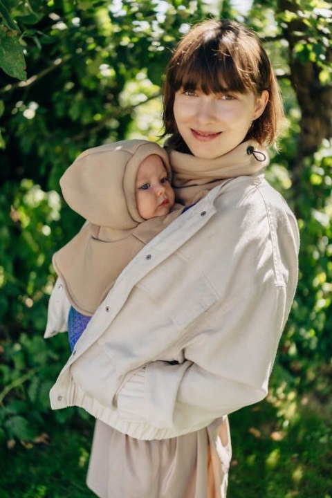 Golfik dla dziecka i mamy (dzianina dresowa) - Beżowy