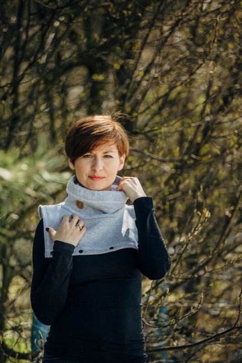 Golfik dla dziecka i mamy (dzianina dresowa) - Szary Melanż