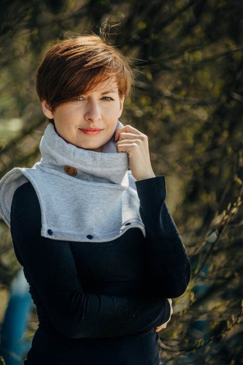 Golfik dla dziecka i mamy (dzianina dresowa) - Szary Melanż