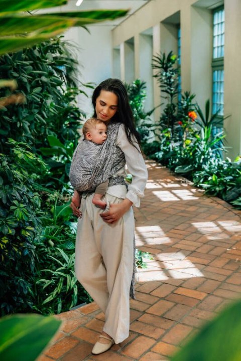 Żakardowa chusta do noszenia dzieci, 100% wiskoza bambusowa - WOLNY DUCH - GAJUSZ - rozmiar L