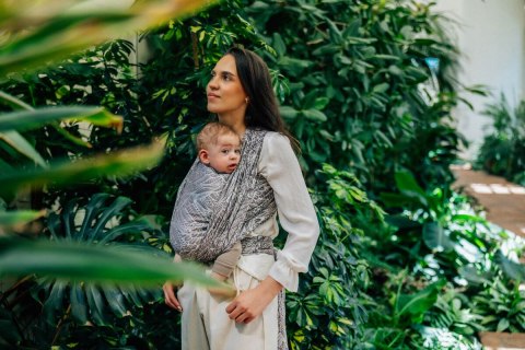 Żakardowa chusta do noszenia dzieci, 100% wiskoza bambusowa - WOLNY DUCH - GAJUSZ - rozmiar M