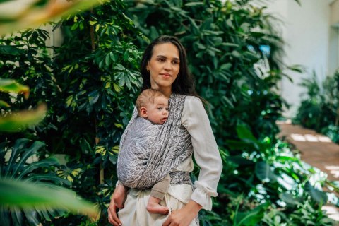 Żakardowa chusta do noszenia dzieci, 100% wiskoza bambusowa - WOLNY DUCH - GAJUSZ - rozmiar S