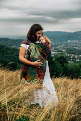 Żakardowa chusta kółkowa do noszenia dzieci, (100% bawełna), ramię bez zakładek - RAINFOREST - DIVERSE - standard 1.8m
