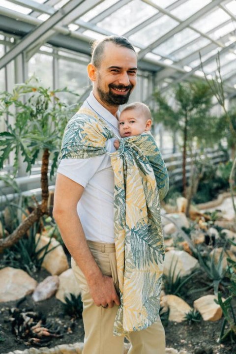 Żakardowa chusta kółkowa do noszenia dzieci, (100% bawełna), ramię bez zakładek - RAINFOREST - SELVA - standard 1.8m