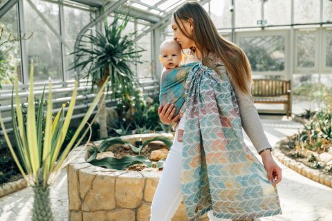 Żakardowa chusta kółkowa do noszenia dzieci, (100% bawełna), ramię bez zakładek - ZAPLĄTANI - PLAIT - standard 1.8m