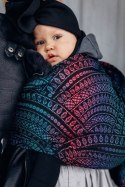 Żakardowa chusta kółkowa do noszenia dzieci, 60% bawełna, 28% wełna merino, 8% jedwab, 4% kaszmir, ramię bez zakładek - PAWI OGO
