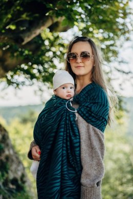 Żakardowa chusta kółkowa do noszenia dzieci (63% bawełna, 37% wełna merino), ramię bez zakładek - ZEBRA - SAVANNA - standard 1.8