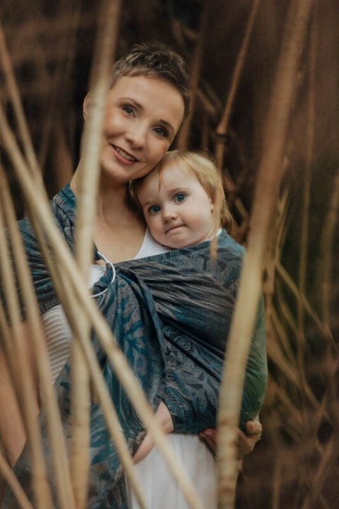 Żakardowa chusta kółkowa do noszenia dzieci, ramię bez zakładek, (54% bawełna, 46% TENCEL™ Lyocell) - RAINFOREST - NOCTURNAL - s