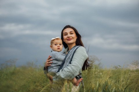 Chusta do noszenia dzieci, splot chevron, 100% len - ARROW - WAVE - rozmiar L