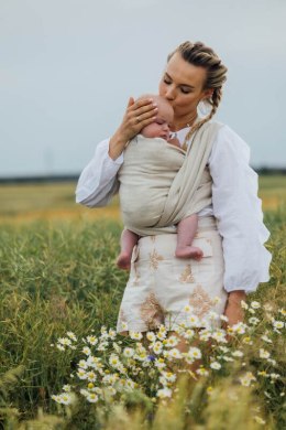 Chusta do noszenia dzieci, splot chevron, 100% len - ARROW - WHISPER - rozmiar XS