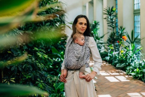 Żakardowa chusta do noszenia dzieci, 100% wiskoza bambusowa - WOLNY DUCH - GAJUSZ - rozmiar XS