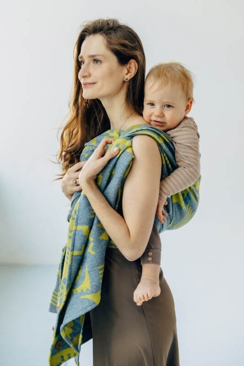 Żakardowa chusta do noszenia dzieci (37% bawełna czesana, 28% wełna merino, 23% jedwab noil, 8% jedwab morwowy, 4% kaszmir) - EK