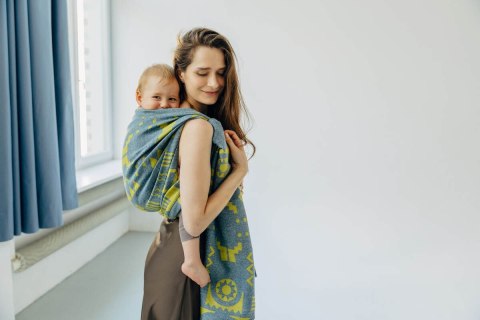 Żakardowa chusta do noszenia dzieci (37% bawełna czesana, 28% wełna merino, 23% jedwab noil, 8% jedwab morwowy, 4% kaszmir) - EK